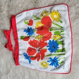 Vintage 60's 70's Kitschy Vera Neumann Bright Floral Print Cotton Terry Apron